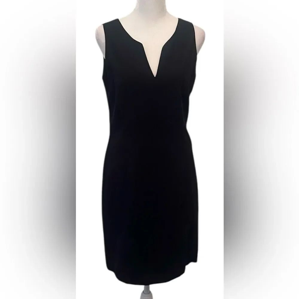 Vintage Spiegel sz6 sleeveless navy sheath dress back zip lined back slit EVC